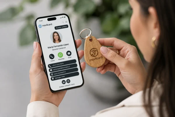 Uso llavera madera NFC de contacto