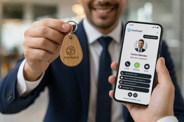 Llavero madera NFC de contacto