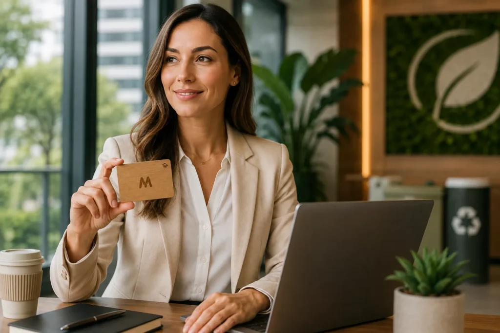 Secretaria con tarjeta madera NFC