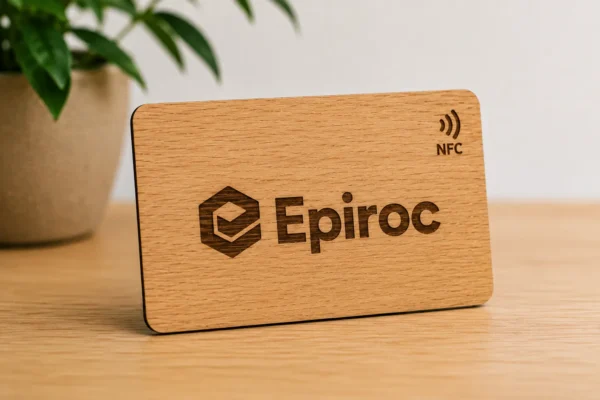 Tarjeta madera NFC de contacto grabado laser 001