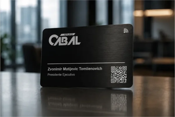 Tarjeta Metálica negra NFC de contacto grabado laser 004